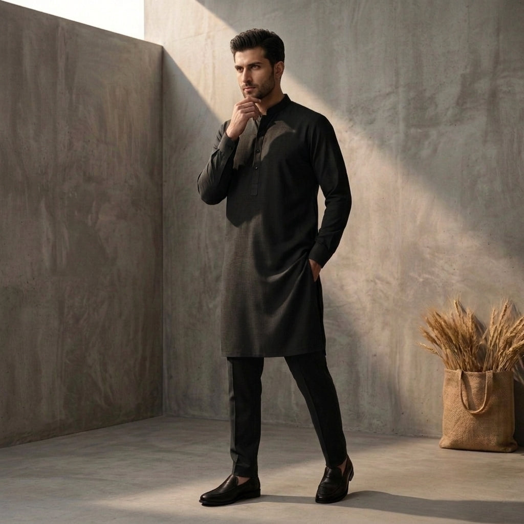 Jet Black - Kurta Pajama House Of Fashion