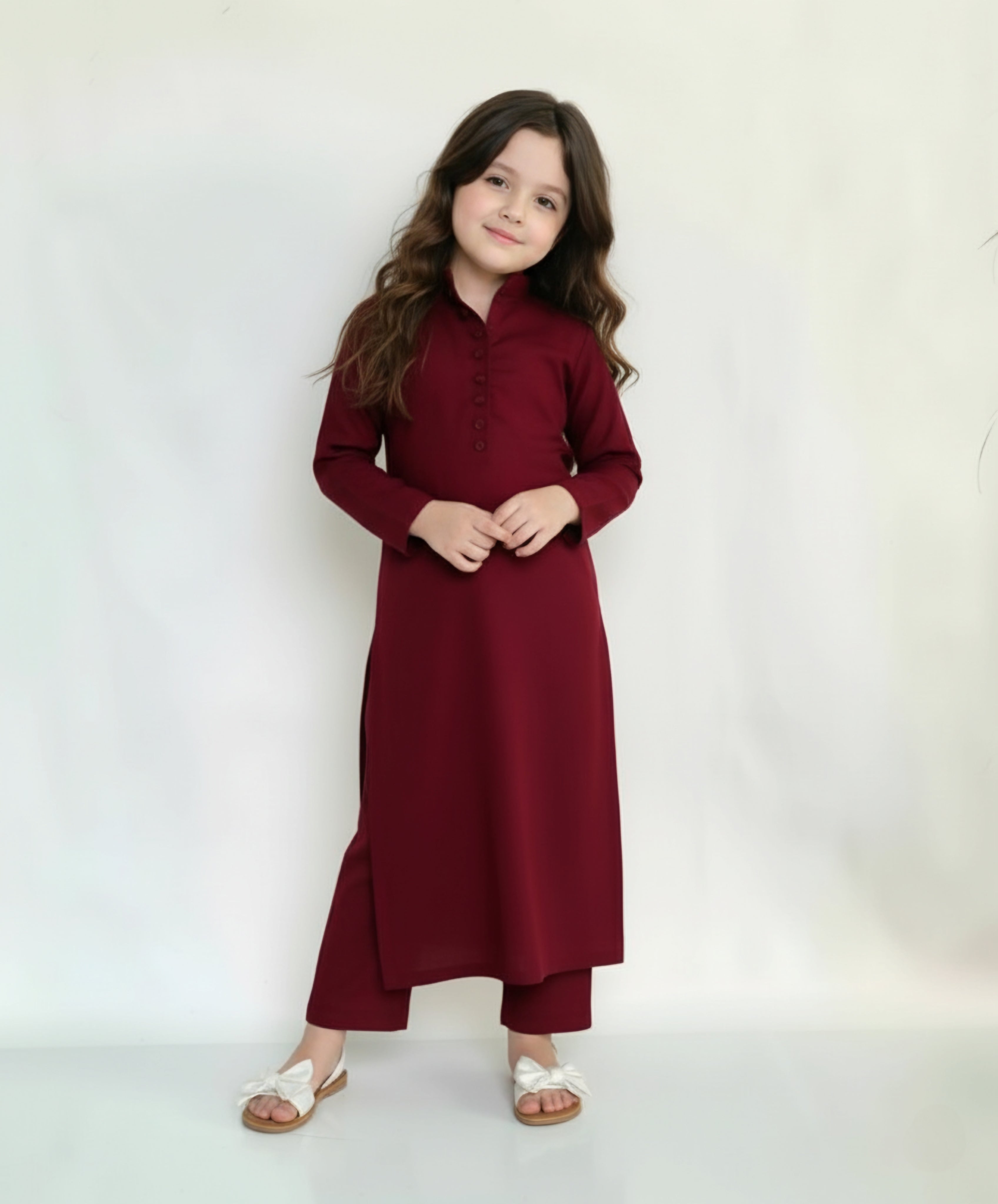 Kids Dark Maroon Ready To Wear