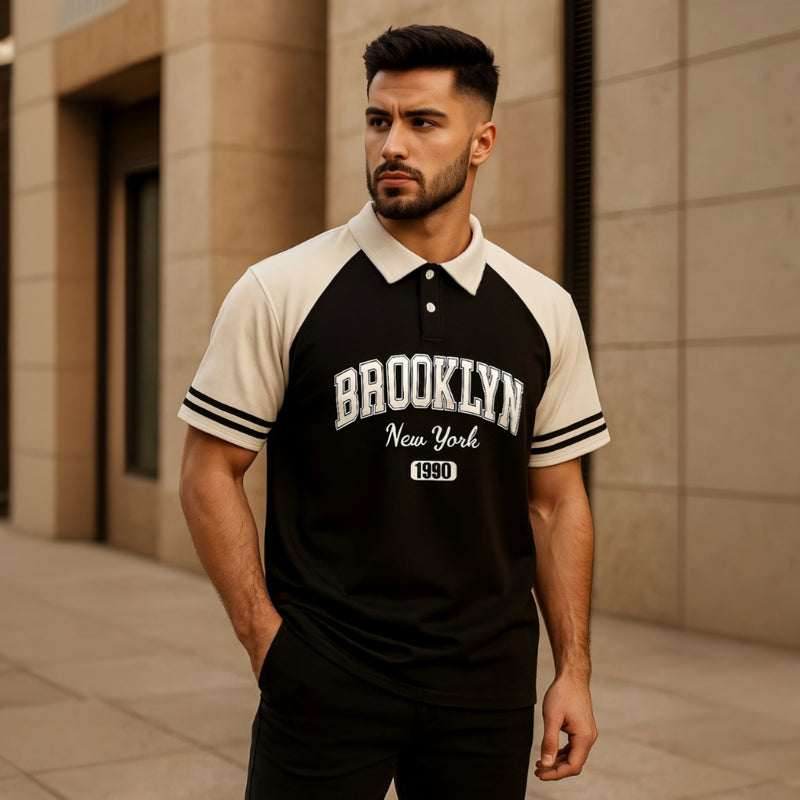 DROP SHOULDER POLO BLACK