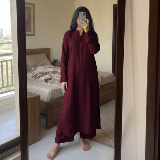 DARK MAROON - LONG SHIRT WITH PLAZZO