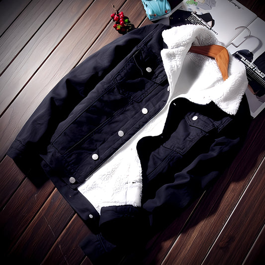 Jet Black Full Fur Denim Jacket