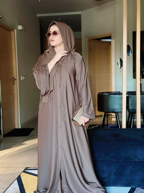coffee abaya for Pakistani women with premium Nida fabric