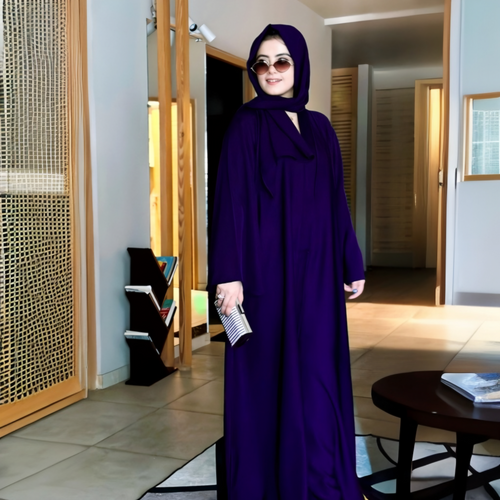 dark purple abaya for Pakistani women with premium Nida fabric