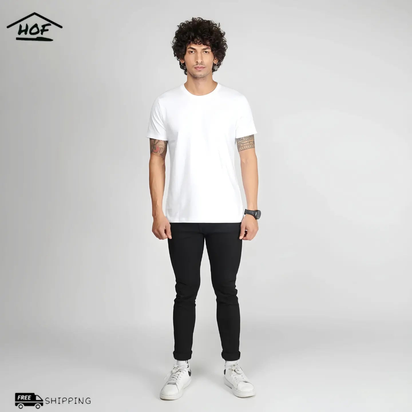 White Half Sleeve T-Shirt