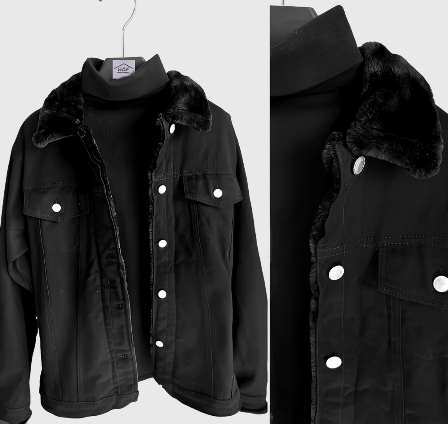 Royal Furr Denim Jacket Black Black