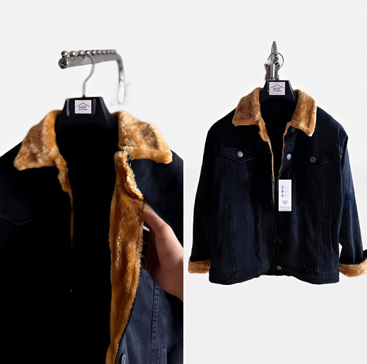 Royal Furr Denim Jacket Golden Black