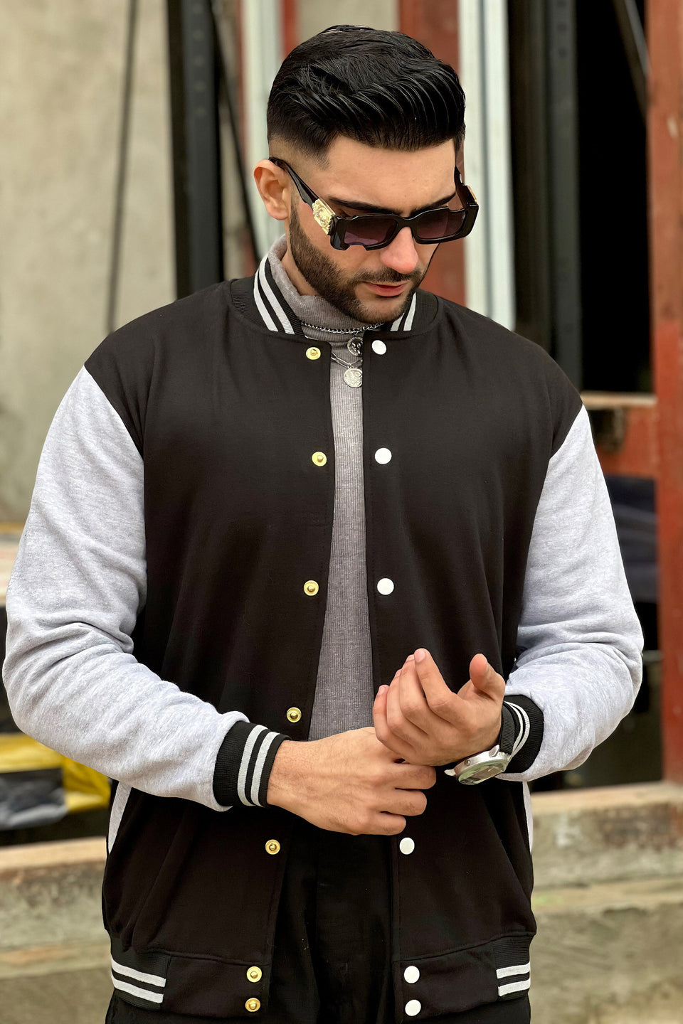 Varsity Jacket Black and Haider