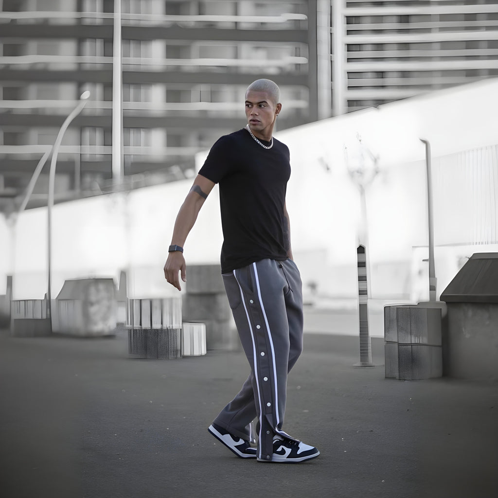 GREY X White Baggy Trouser