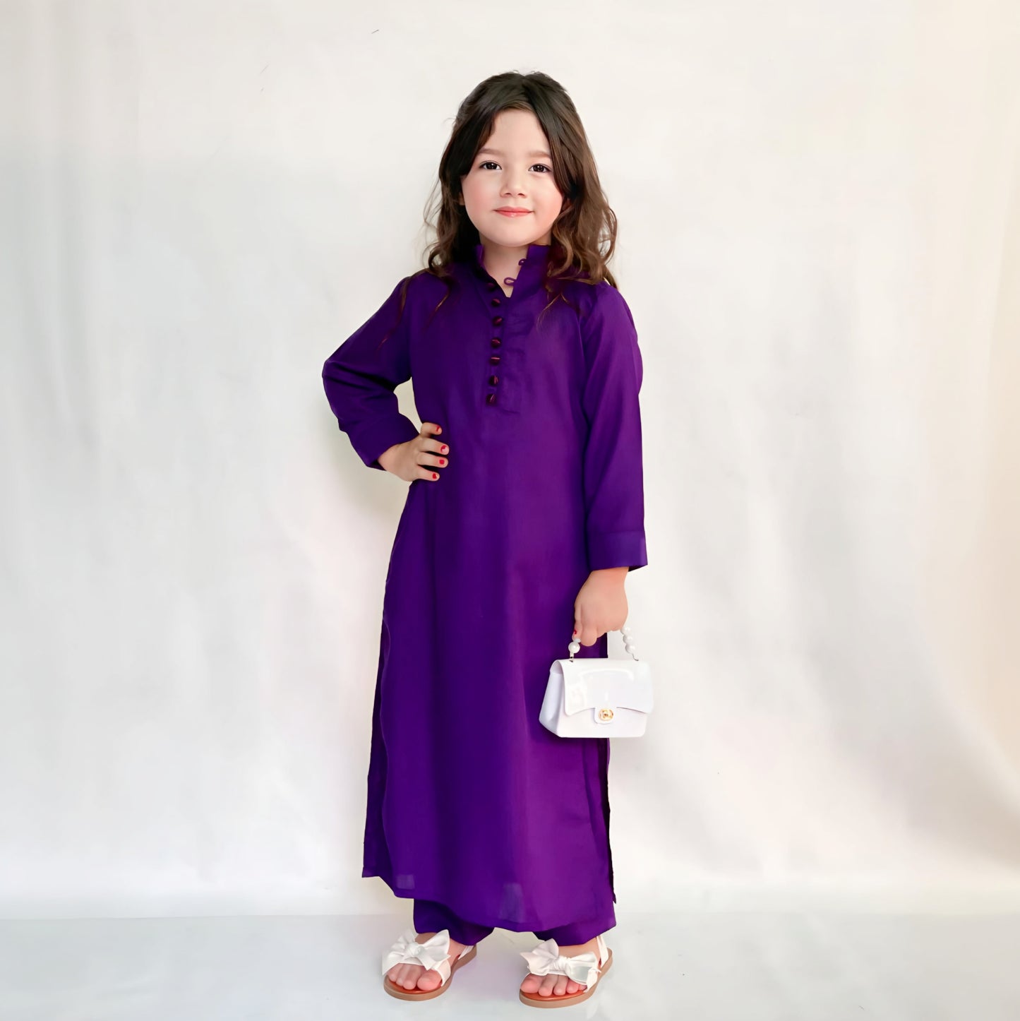 Kids Dark Purple - 2 PC Stitched