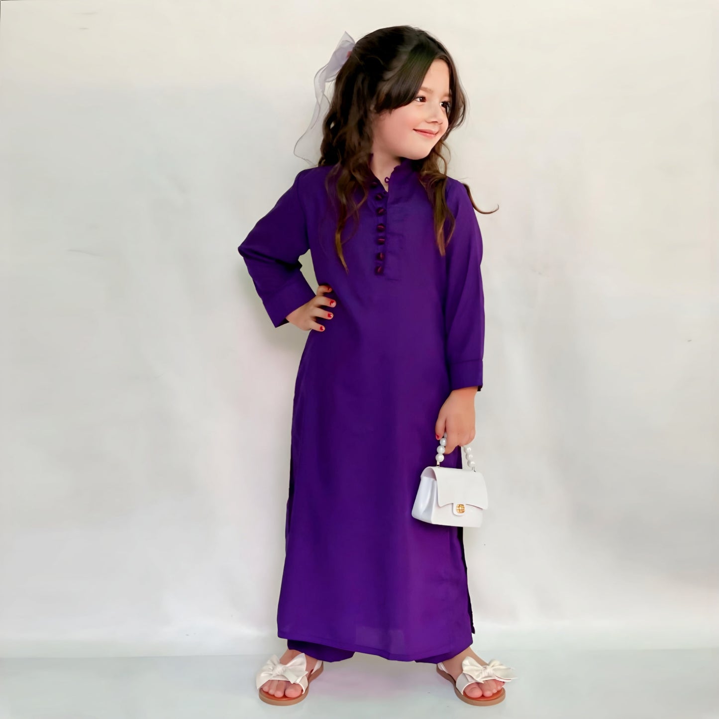 Kids Dark Purple - 2 PC Stitched