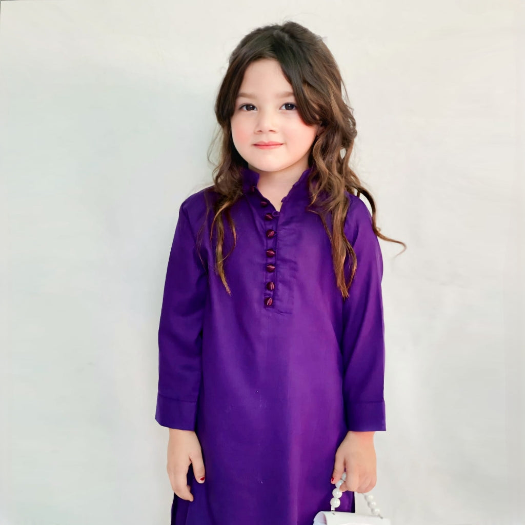 Kids Dark Purple - 2 PC Stitched