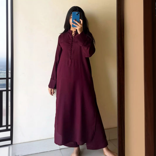 Dark Maroon - 2 PC Stitched