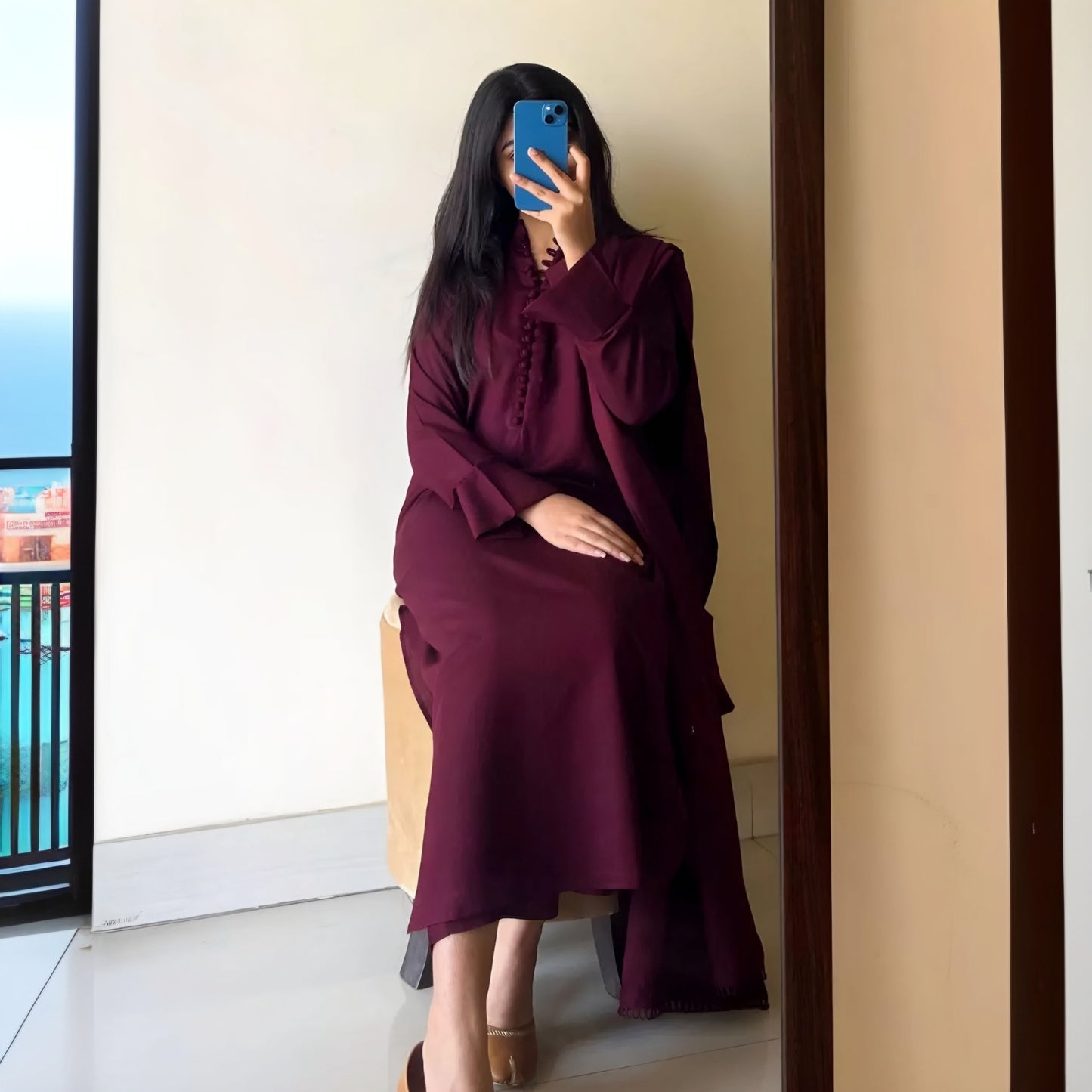 Dark Maroon - 2 PC Stitched