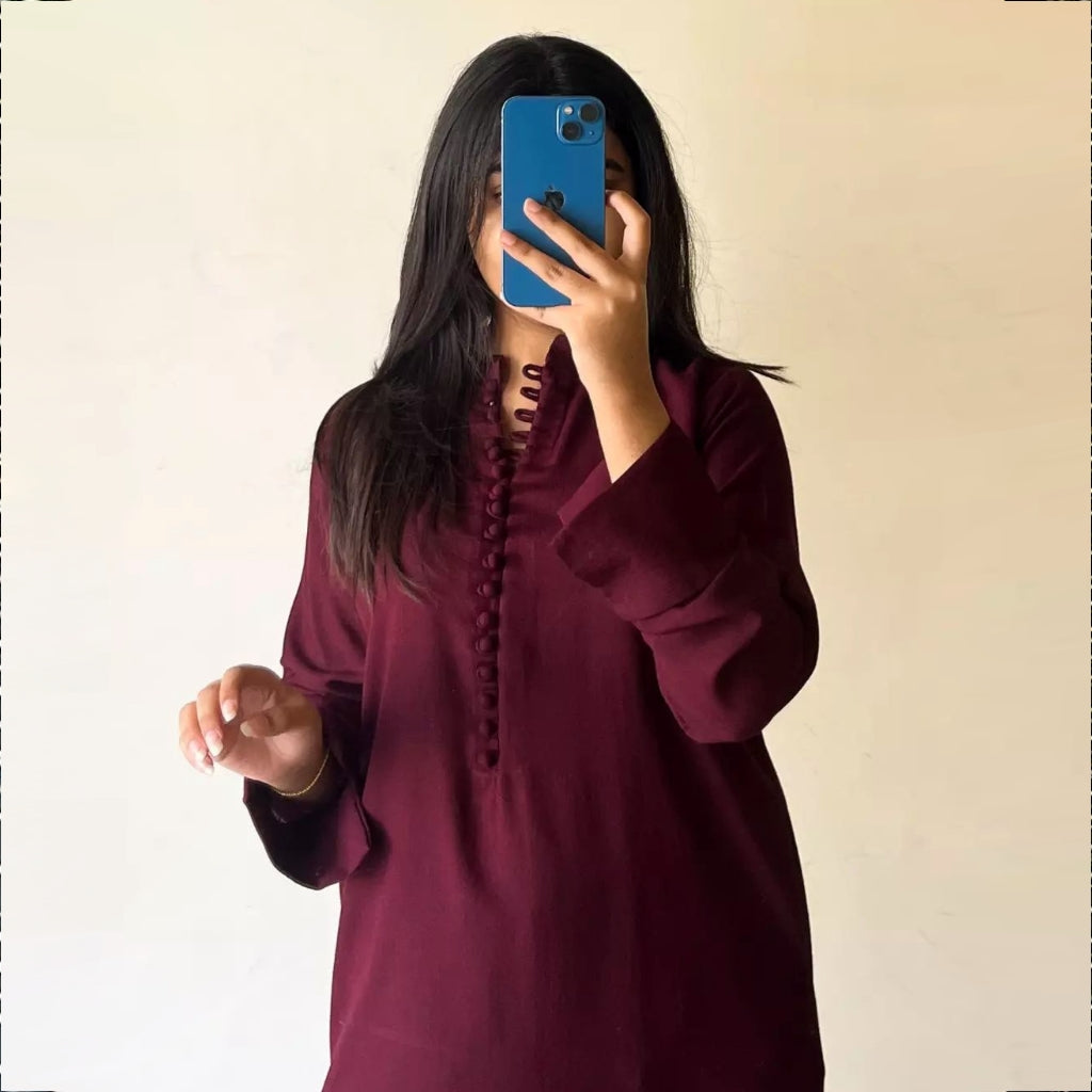 Dark Maroon - 2 PC Stitched