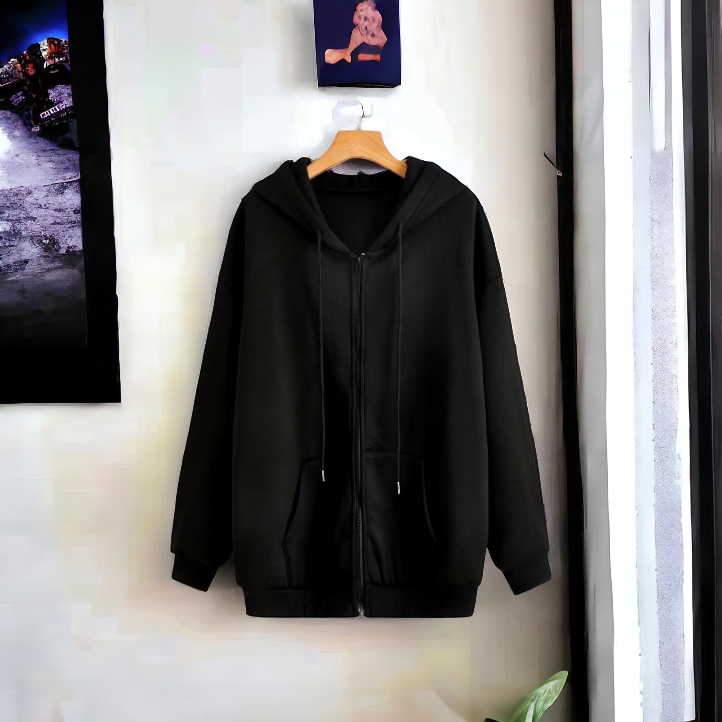 Black Zipper Hoodie