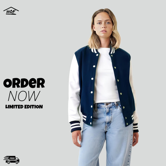 Varsity Jacket Navy Blue and White