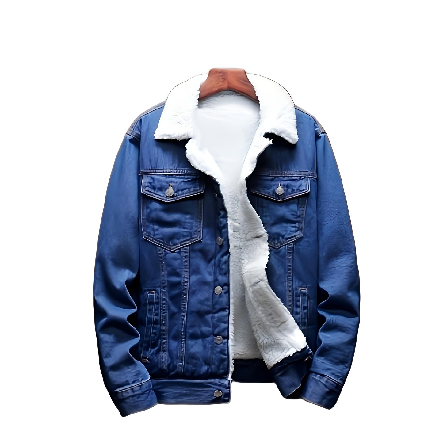 Navy Blue Sherpa Denim Jacket