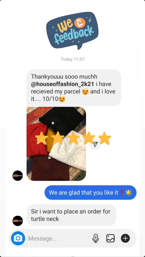 Customer feedback screenshot