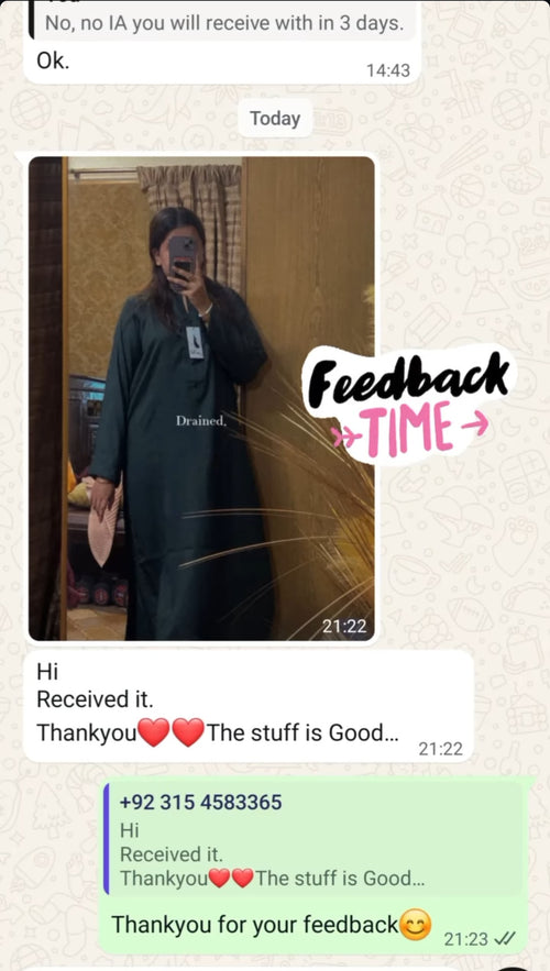 Customer feedback screenshot