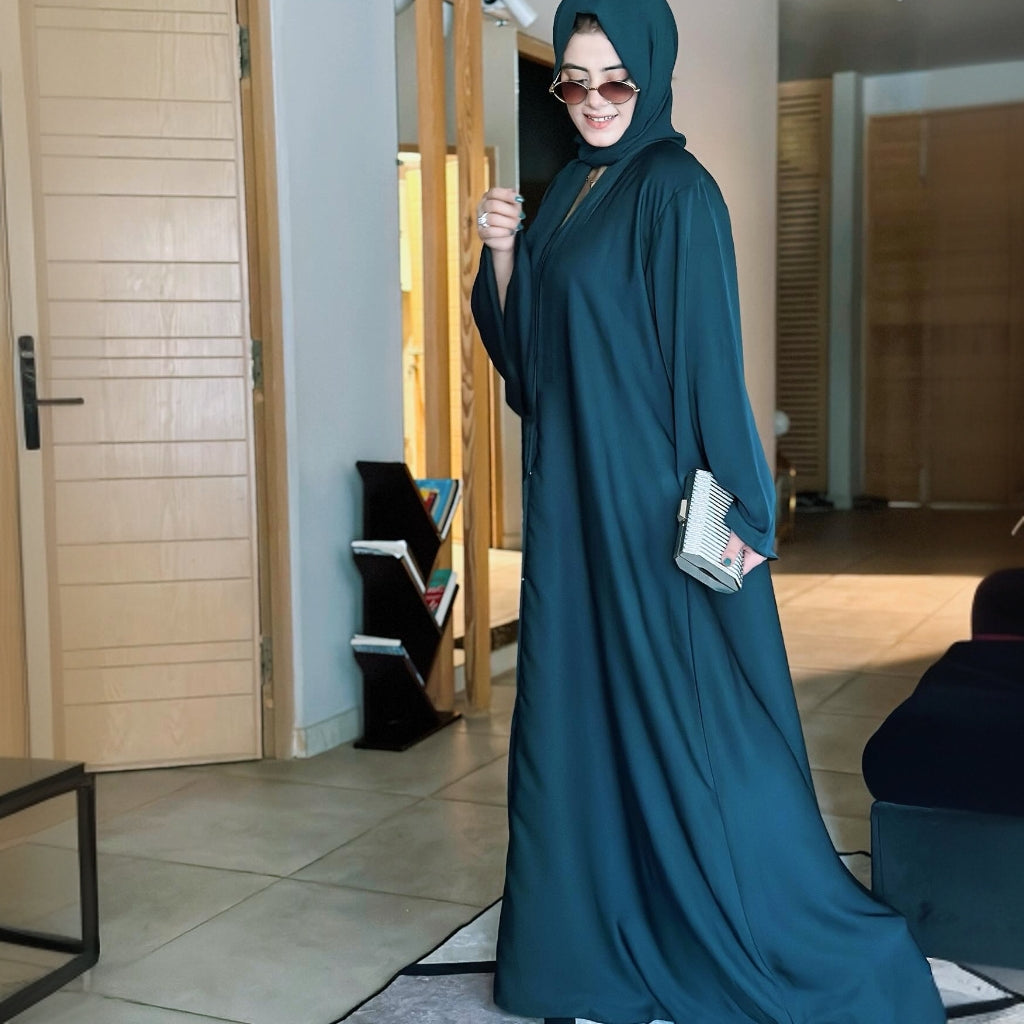 bottle green abaya for Pakistani women with premium Nida fabric