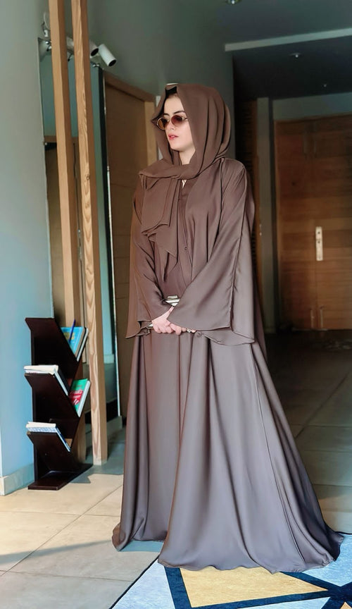 coffee abaya for Pakistani women with premium Nida fabric