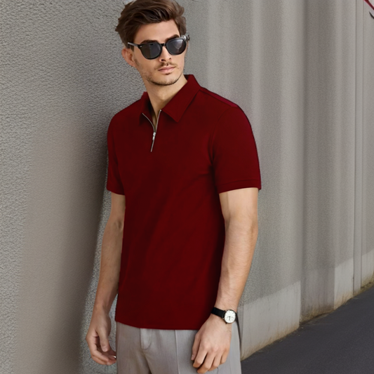 ZIP UP Polo MAROON