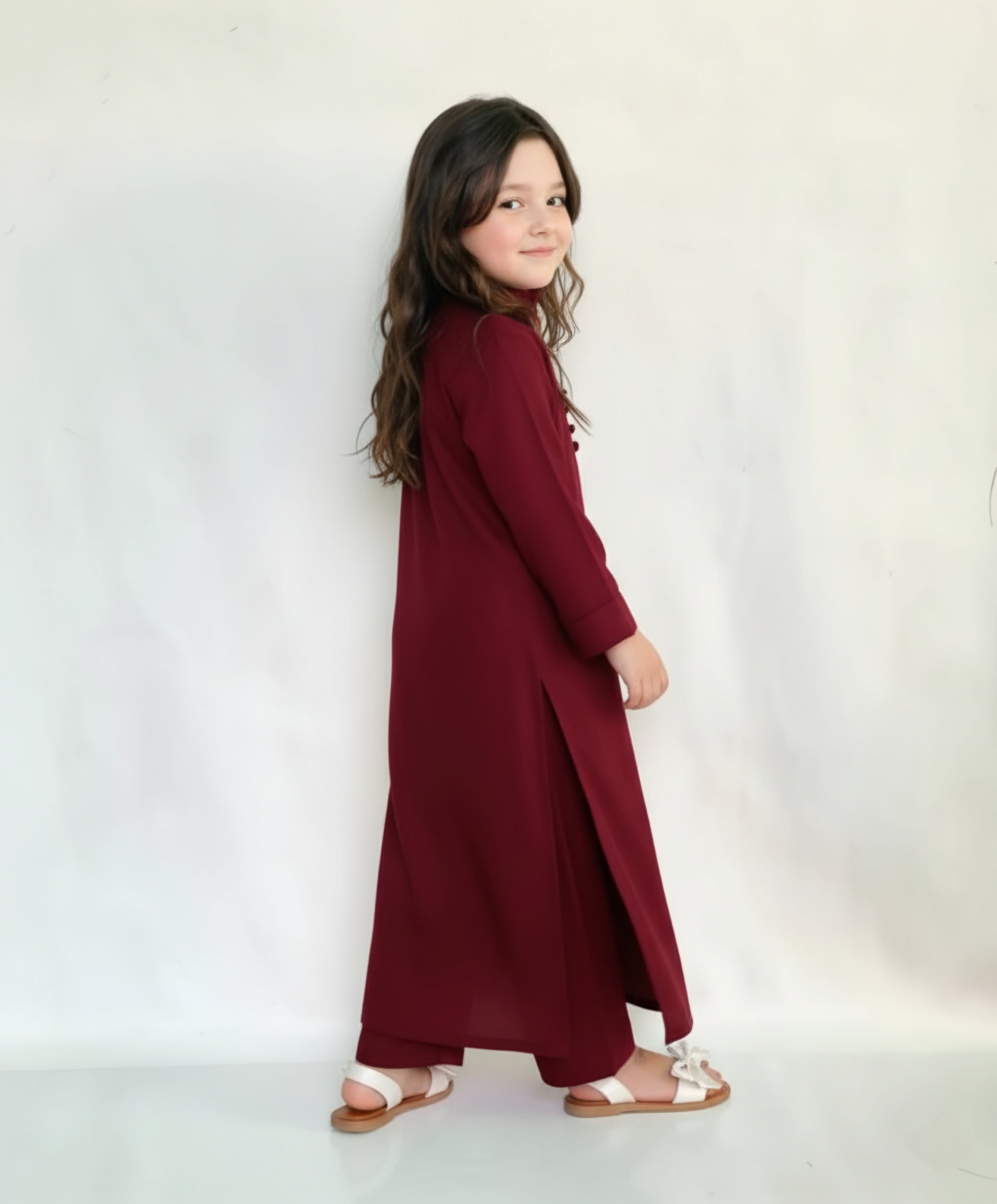 Kids Dark Maroon Ready To Wear
