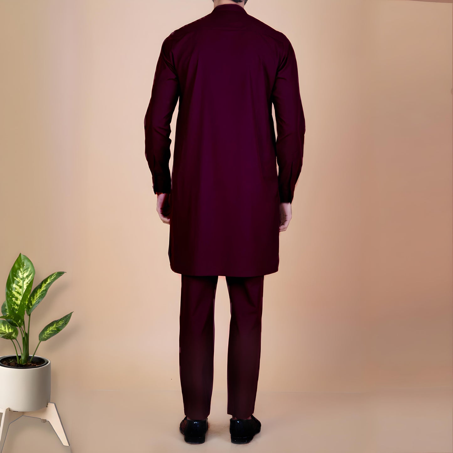 Kurta Pajama Solid Dark Maroon