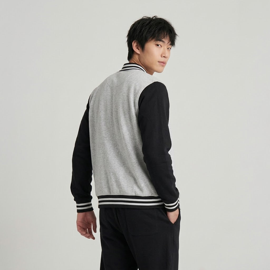 Men's Varsity Jacket Grey And Black