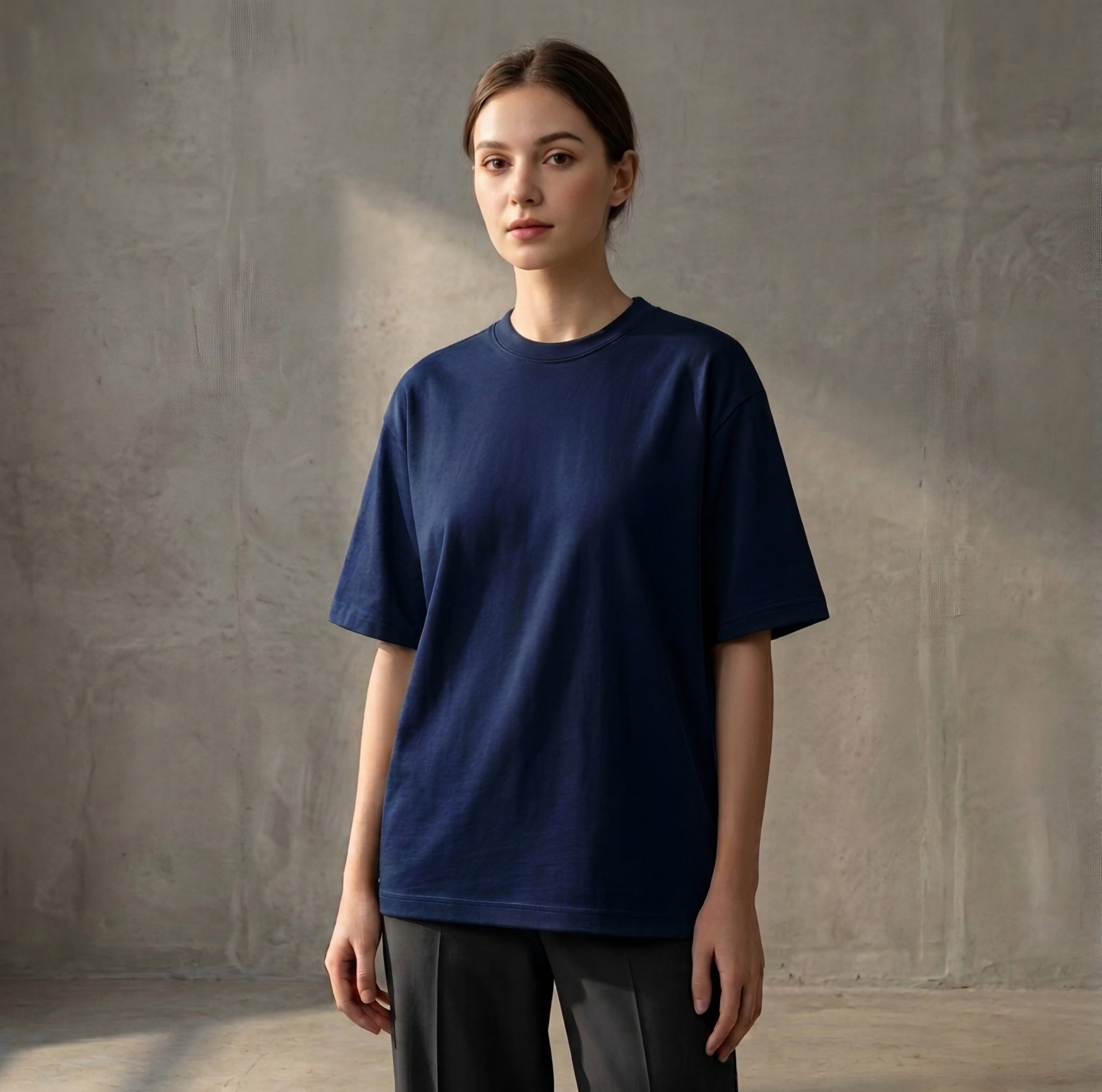 Navy Blue - DROP SHOULDER T-SHIRT House Of Fashion