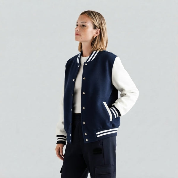 Varsity Jacket Navy Blue and White