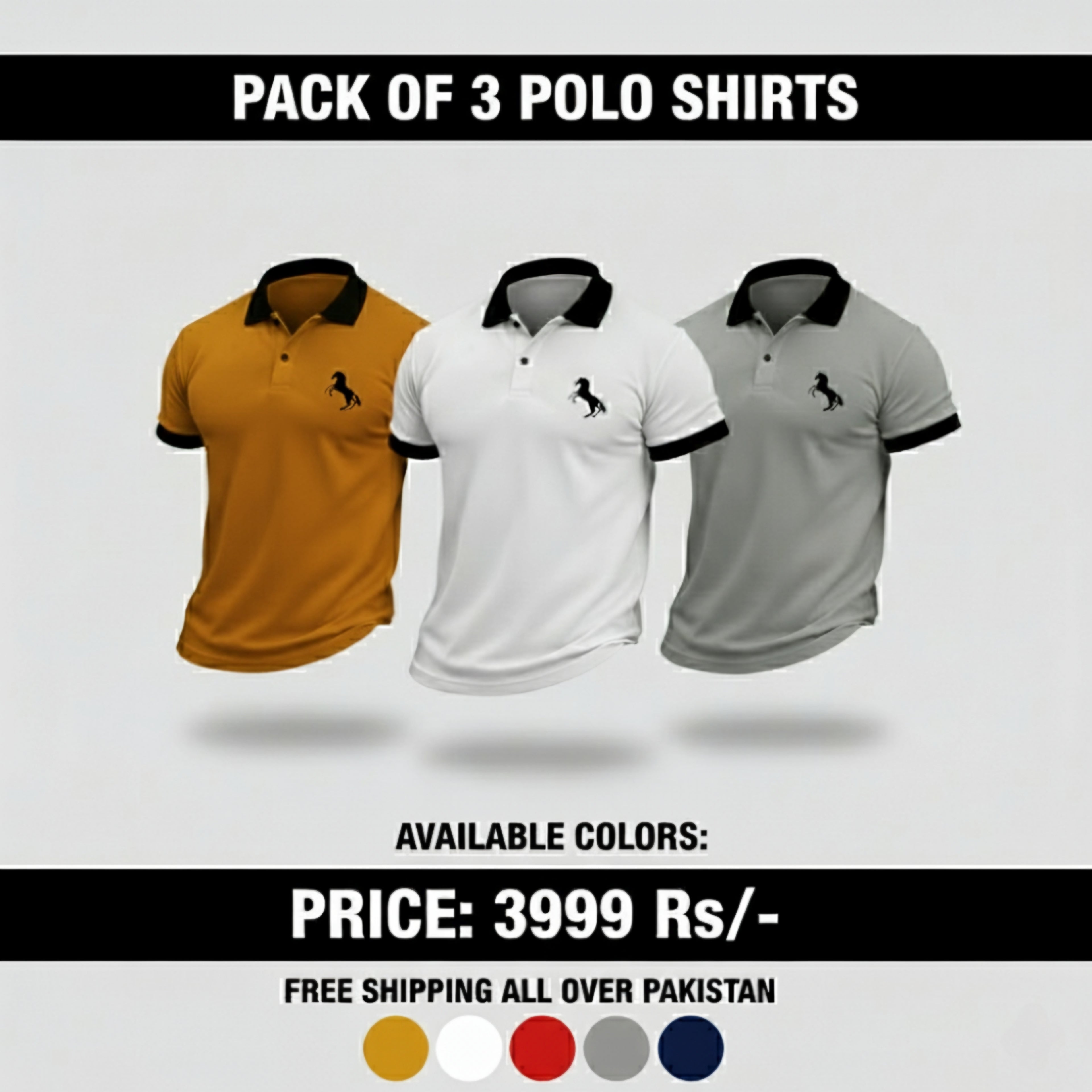 Pack Of 3 Horse Polo's