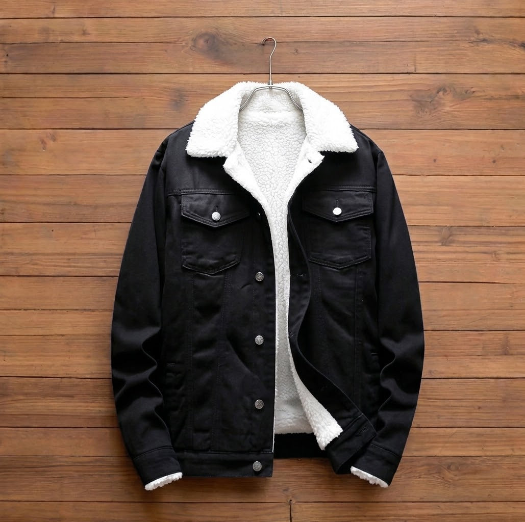 Sherpa Denim Jacket Jet Black