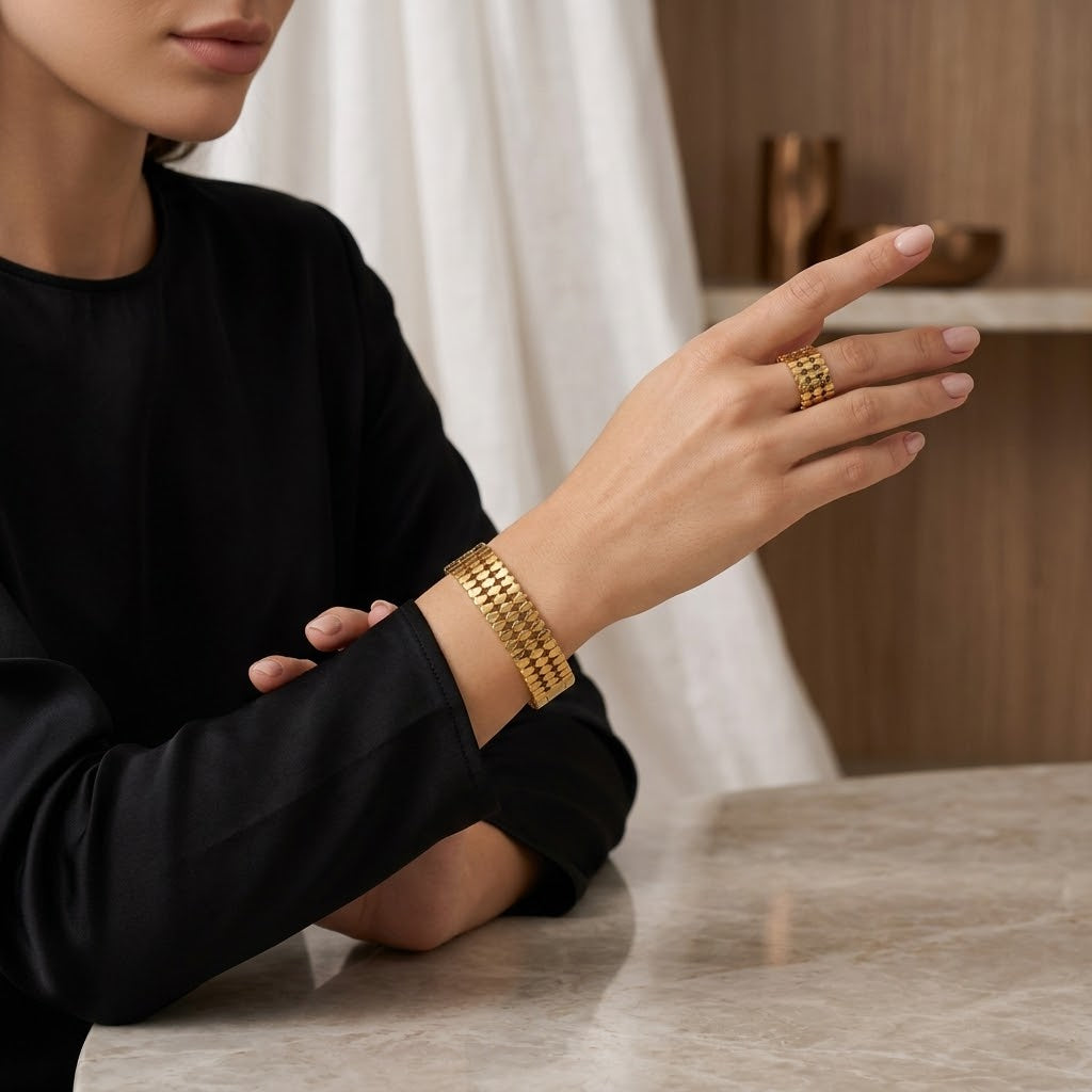 Pabble Bangle & Ring Set (Adjustable Ring)