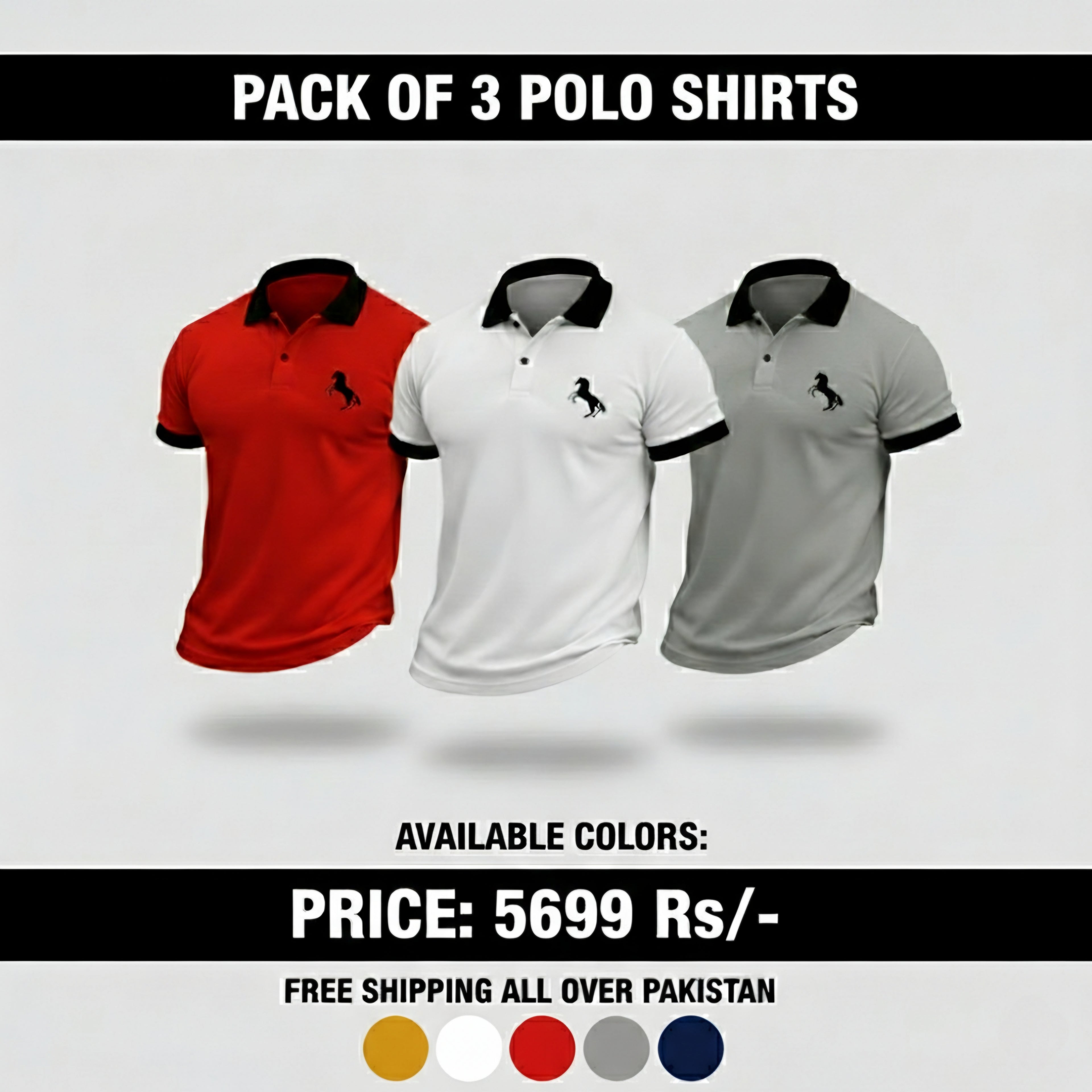 Pack Of 3 Horse Polo's