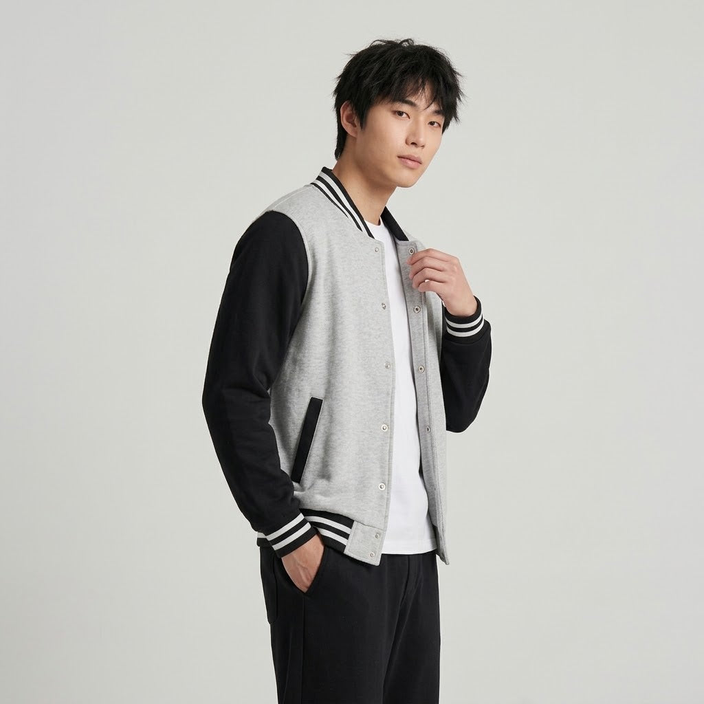 Men's Varsity Jacket Grey And Black