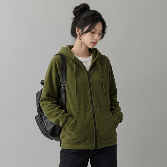 Olive Green Zipper Hoodie