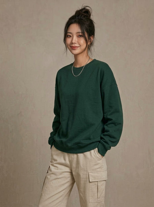 Oversized Sweatshirt Bottle Green