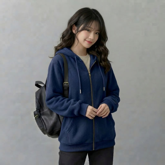 Navy Blue Zipper Hoodie