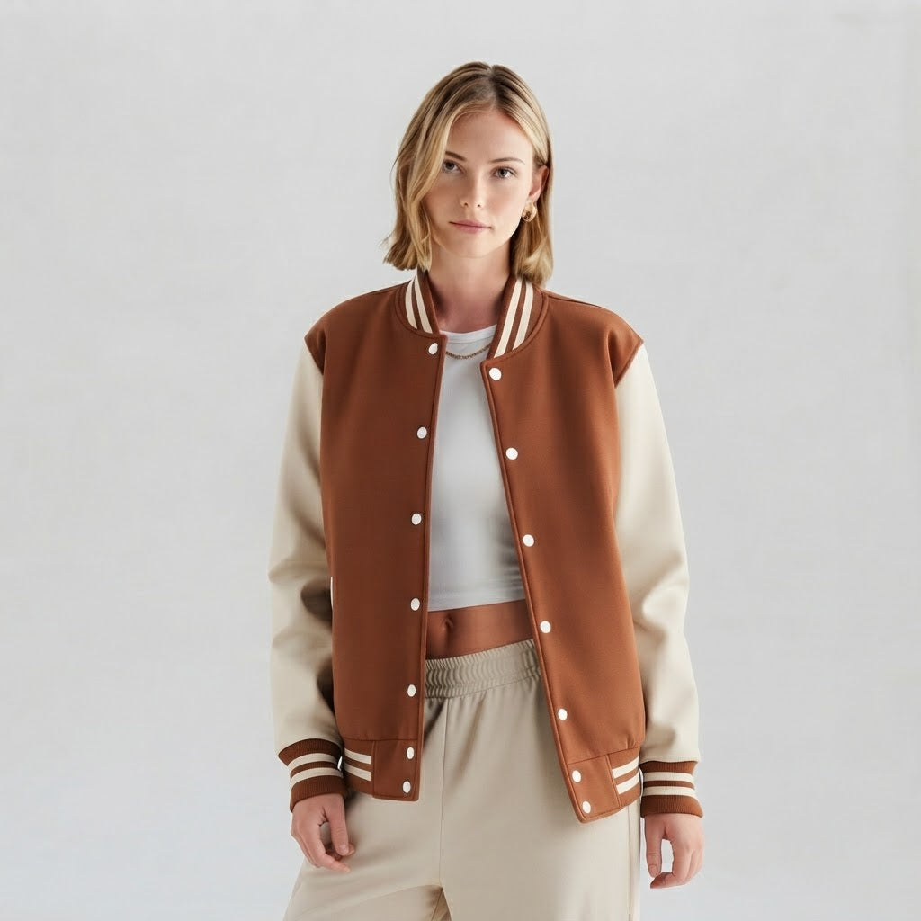 Women's Varsity Jacket Chocolaty and Coffee