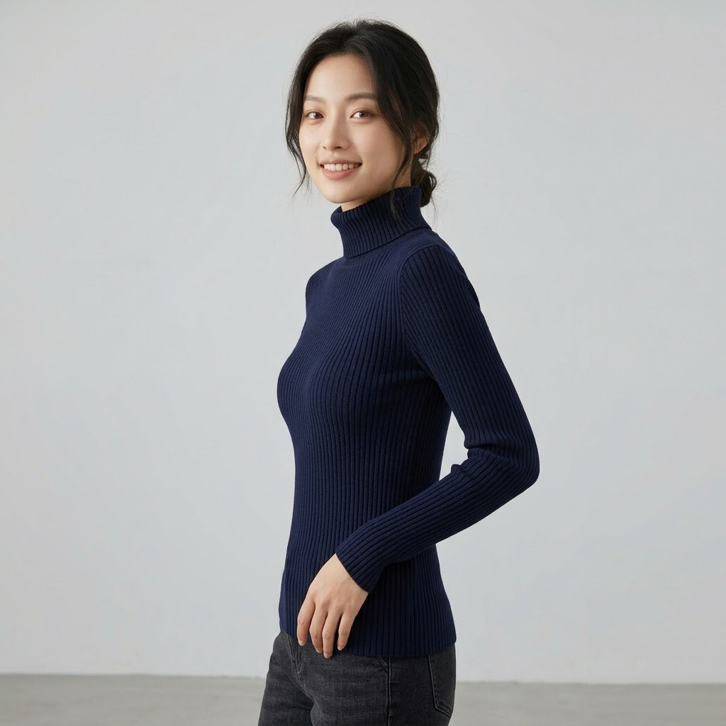 Women's Navy Blue Turtleneck