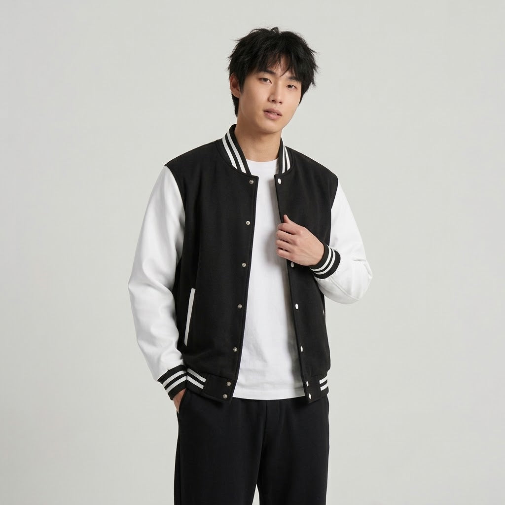 Men's Varsity Jacket Black And White