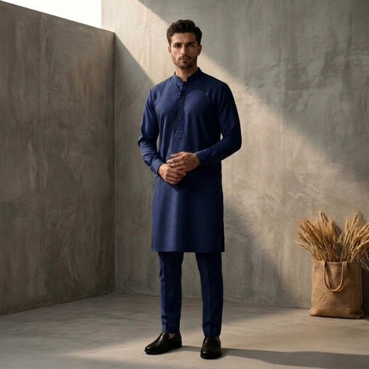 Navy Blue - Kurta Pajama House Of Fashion
