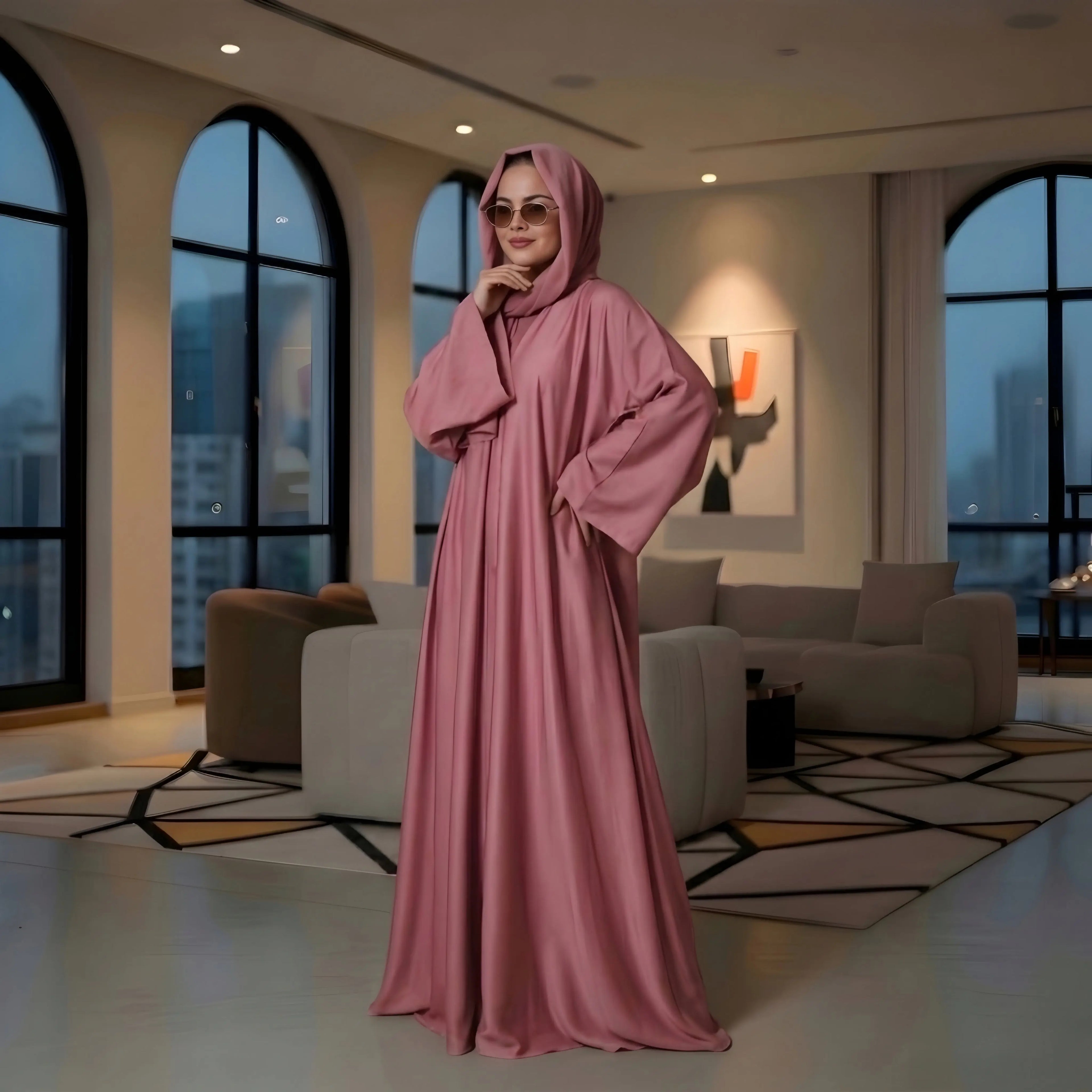 ABAYA KASHMIRI PINK House Of Fashion