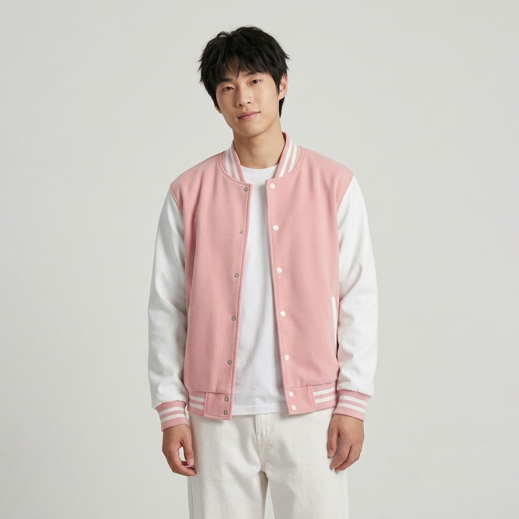 Men's Varsity Jacket Pink And White