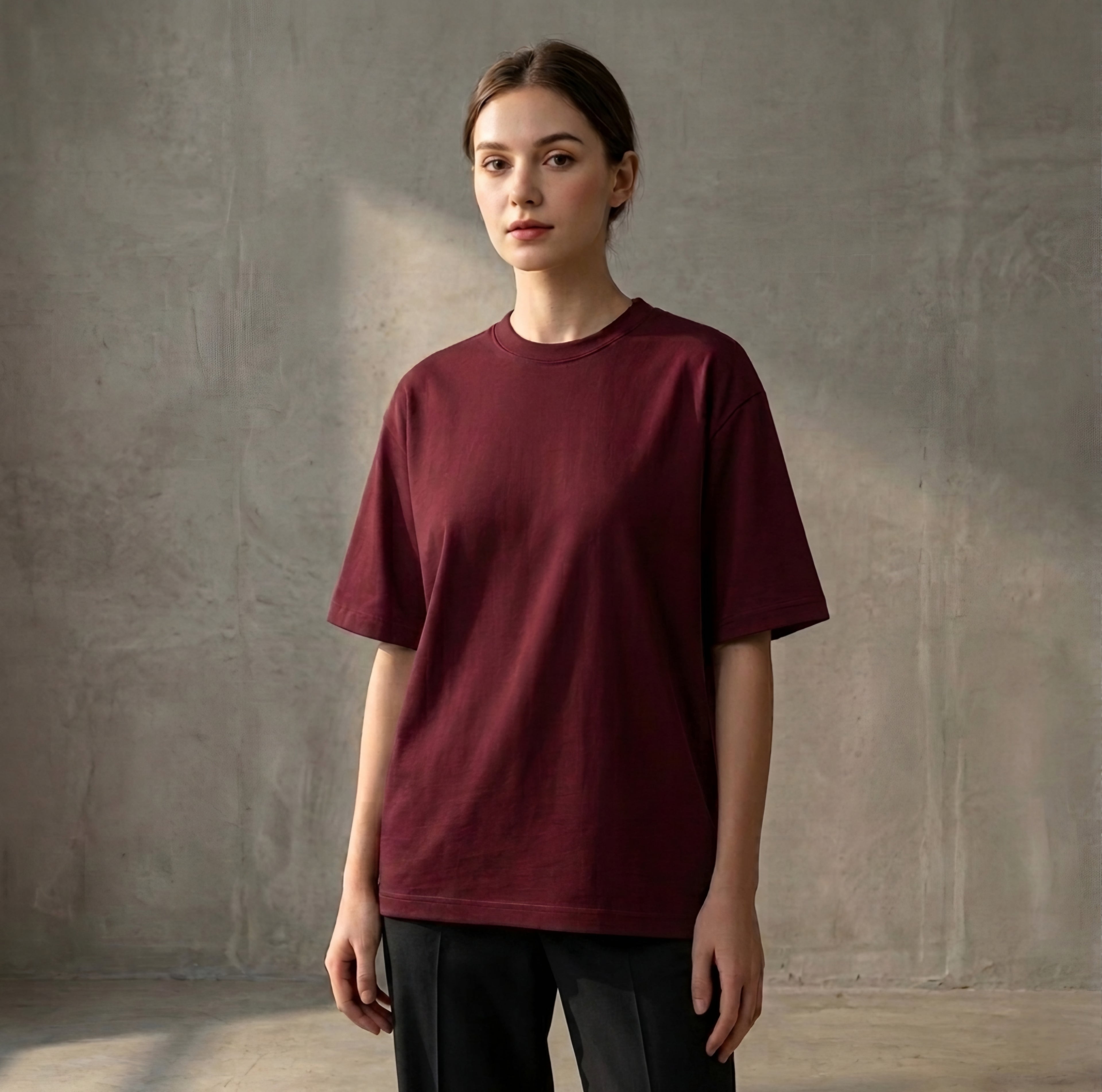 Maroon - DROP SHOULDER T-SHIRT House Of Fashion