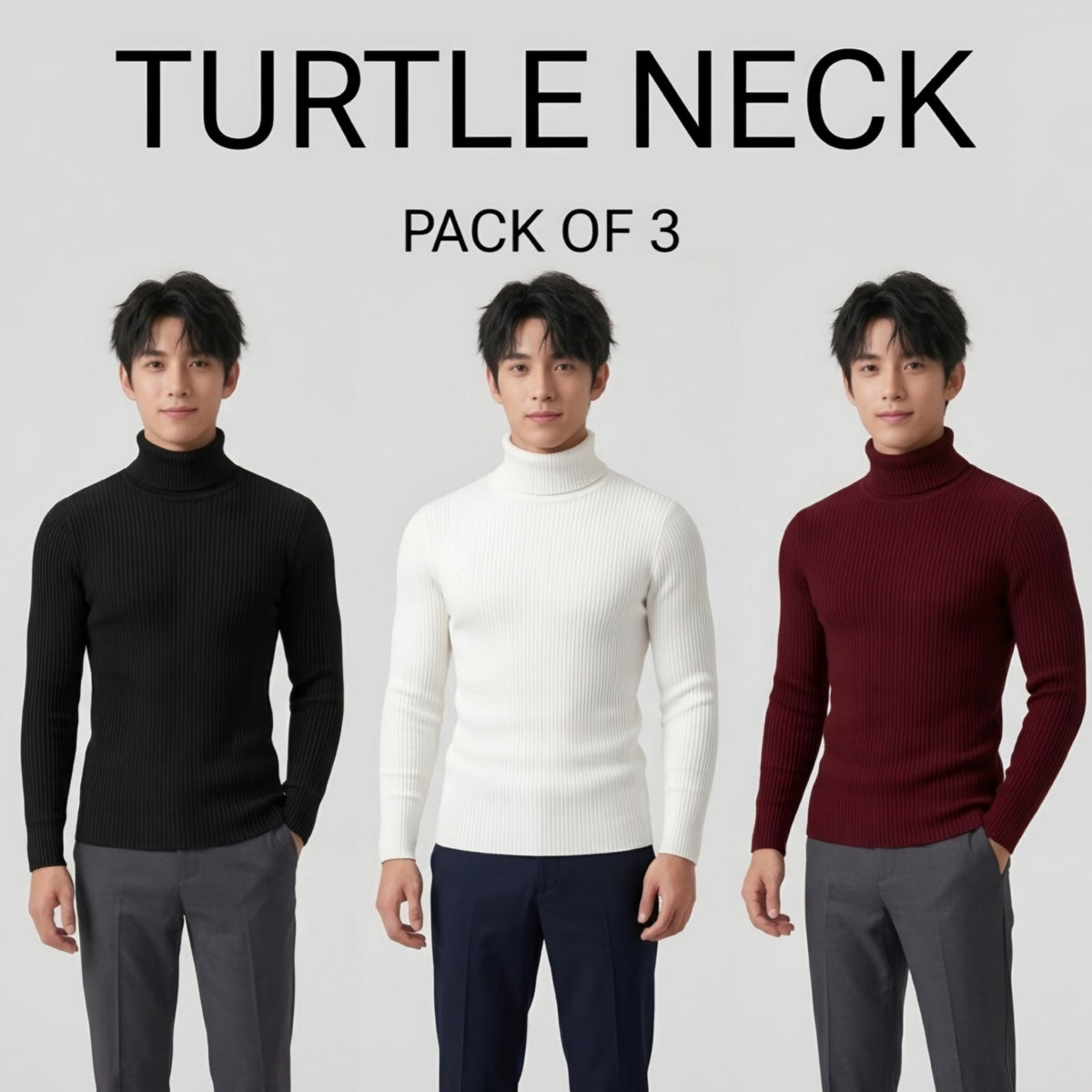 Bundle Of 3 Men's Turtle Neck