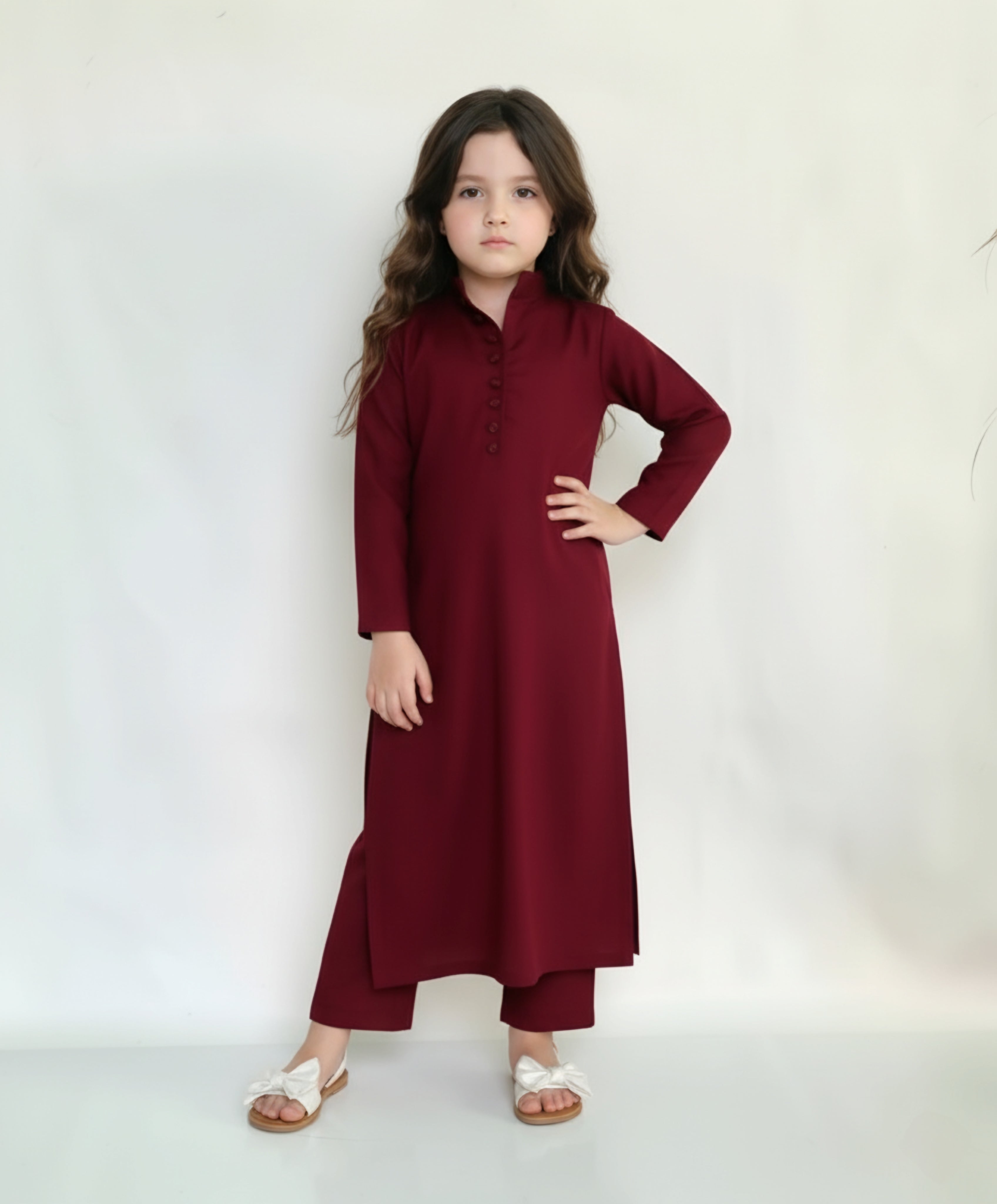 Kids Dark Maroon Ready To Wear