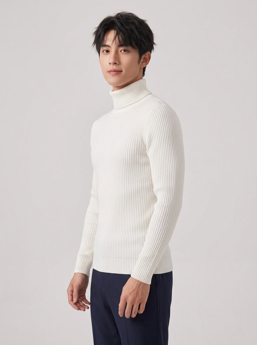 Men's White Turtle Neck