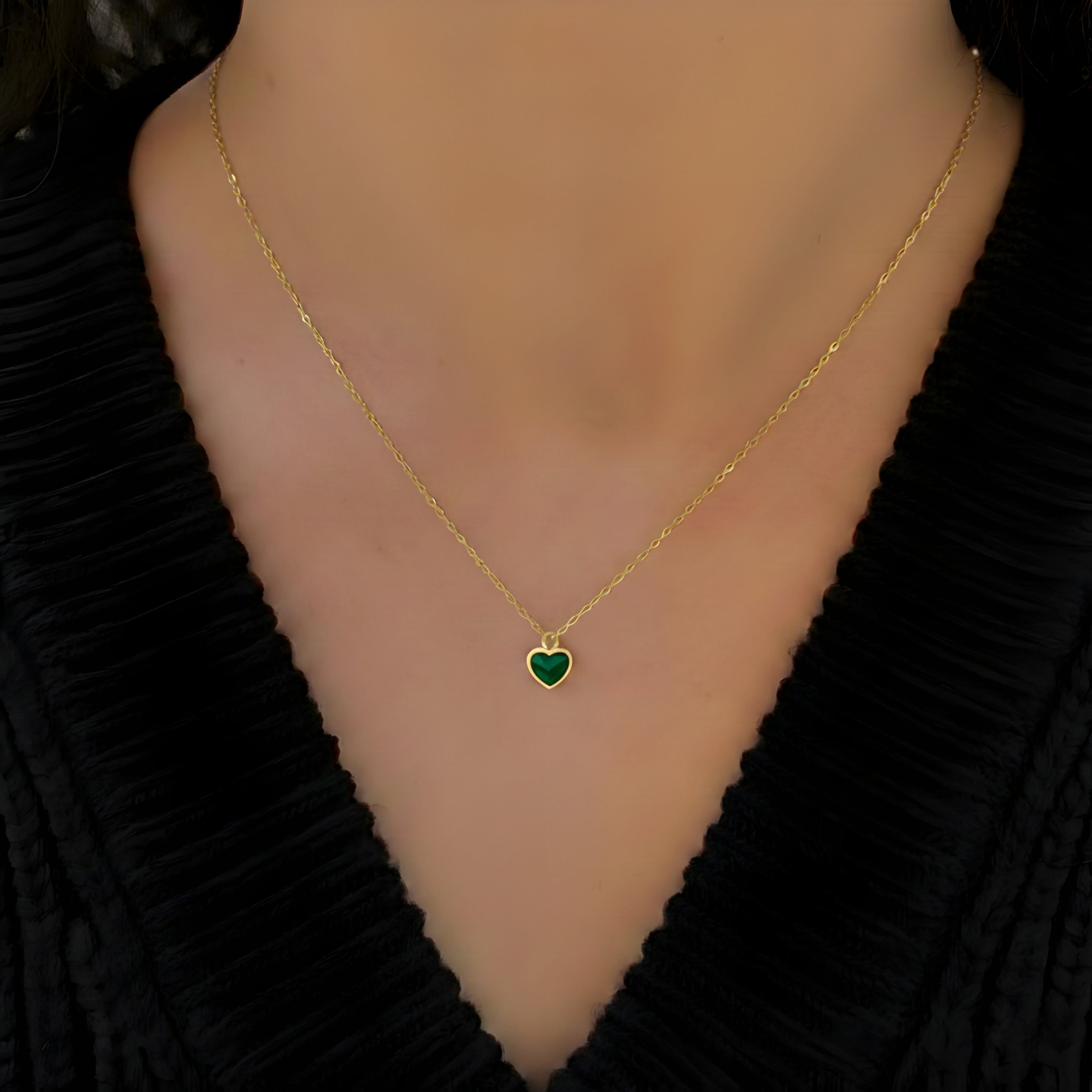Green Heart Necklace House Of Fashion